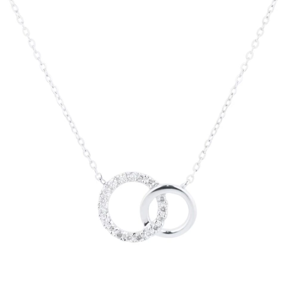 9ct White Gold 0.05cttw Diamond Circle Necklace